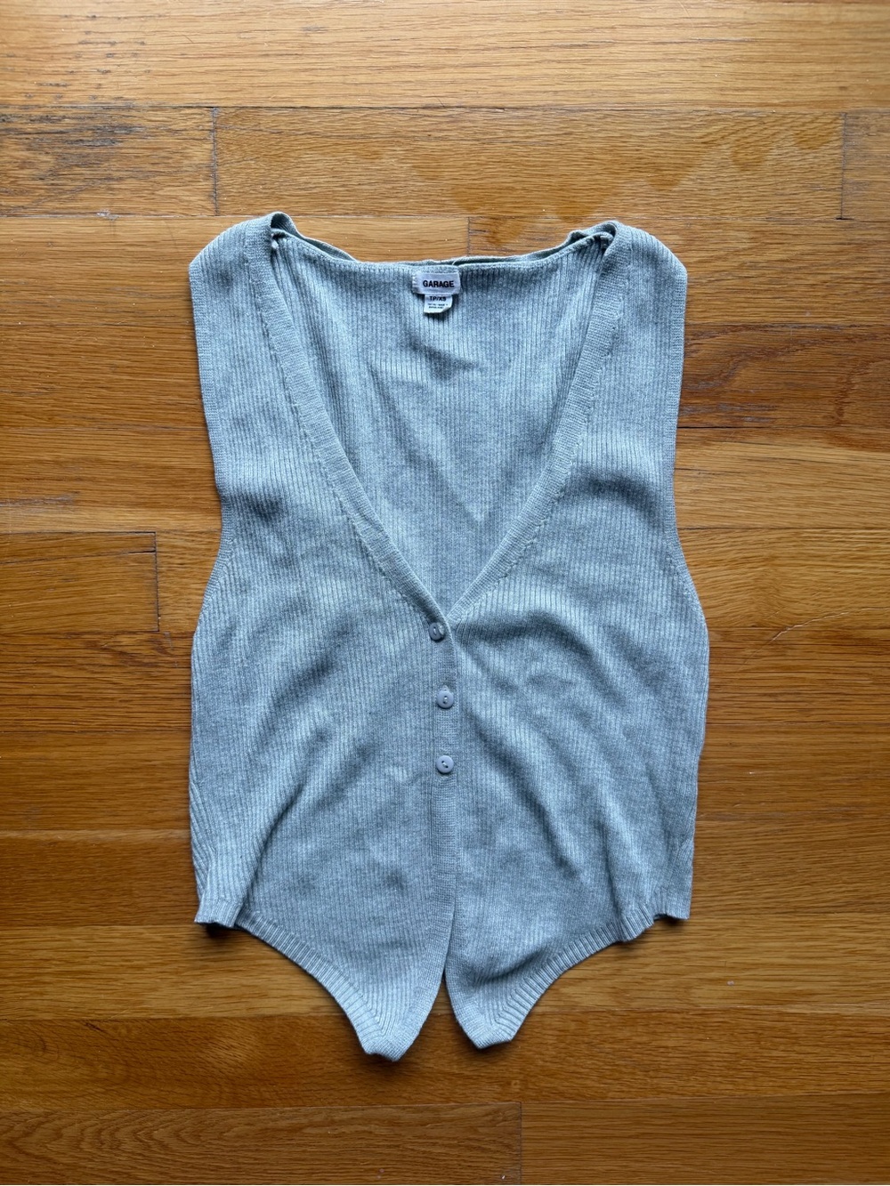 Garage Gray Ribbed Button Front Sweater Vest Top - Size XS
